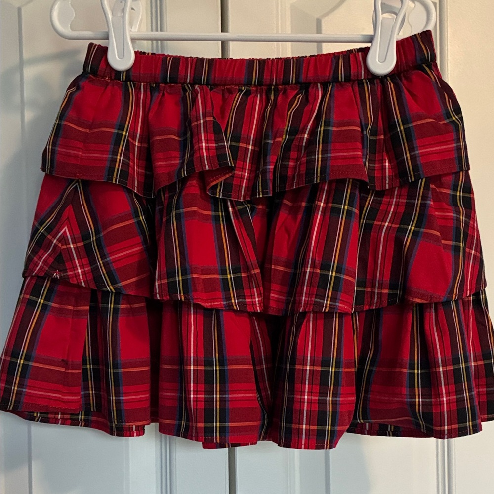 Girls Crewcuts Red Tartan Plaid Ruffle Skirt
